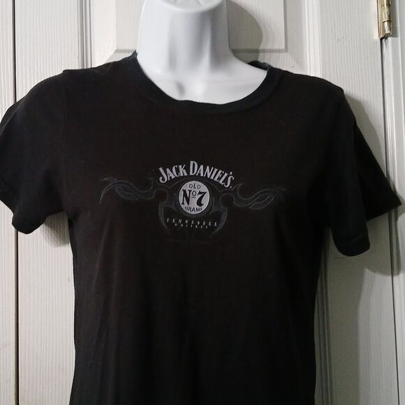 Jack Daniels black short sleeve fitted logo t shirt Sz M EUC - Picture 3 of 6